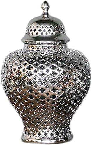 BHUI Tradicionalna staklenka od đumbira s hramom s poklopcem ukrasne vaze keramike probijena fenjera Prekrasna rešetka za uređenje
