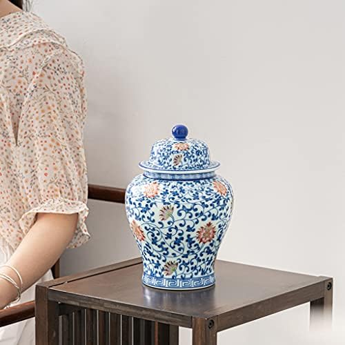 FOTOEV plavo-bijela keramička staklenka od đumbira s poklopcem, hramska staklenka u kineskom stilu, ukrasni ukras za dom, Keramička