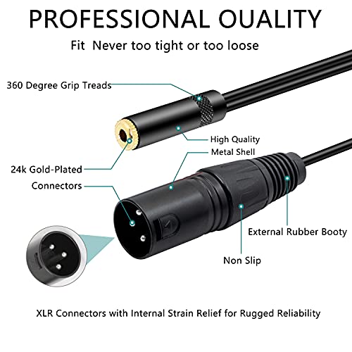 Meiriyfa 3,5 mm 1/8 do XLR kabel mikrofona, uravnoteženi dvostruki XLR muški do 3,5 mm ženski stereo kabel kratki kabel, 3,5 mm do