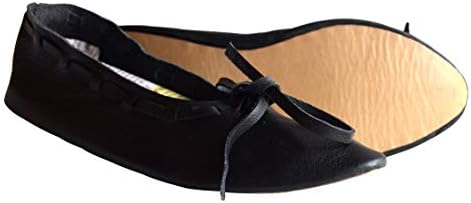 AllbestStuff Srednjovjekovna koža Ženski stanovi prirodna koža Srednjovjekovna ravna obuća Renesansna cipela ABS