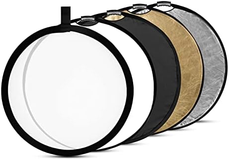 Fotoreflektor od 22 s ručkom 5 u 1 sklopivi okrugli reflektor, poluprozirni, srebrni, zlatni, bijeli i crni, s torbom za nošenje -