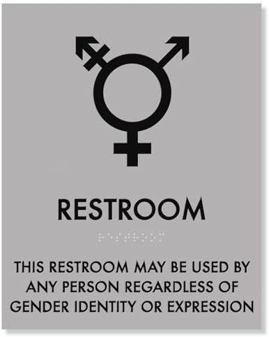 Transgender simbol znak toaletnog znaka 8 x 10 s Brailleom - ADA kompatibilan