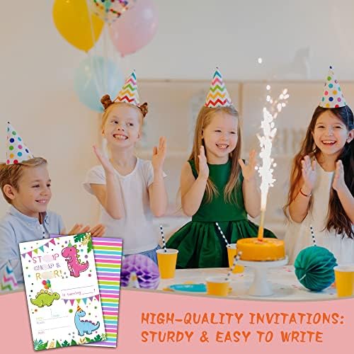 Tirywt Dinosaur Pozivnice za rođendan, Pozivnice za rođendan u stilu omotnice za dječake djevojčice, ukrase za rođendanske zabave i