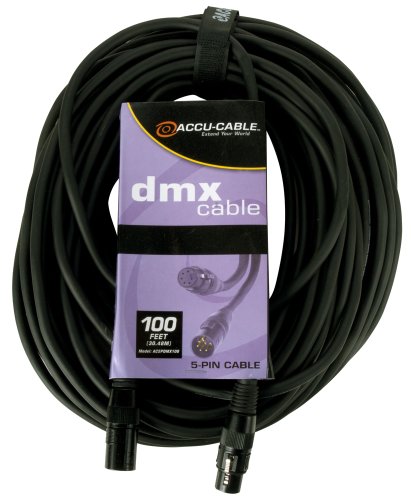 Adj proizvodi ac5pdmx100 100 stopa, 5 -pin dmx kabel, crni i accu kabel ac5pdmx50 dmx faza lagani kabel, 5 pin mužjaka do 5 pin ženski