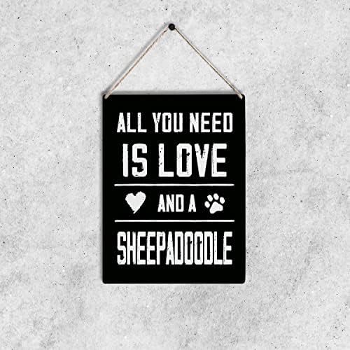 Sve što trebate je ljubav i Shorhedoodle Wood Sign 8 x 10 SheepAdoodle mama Darovi drveni viseći ploča za ukrašavanje kućnih zidova
