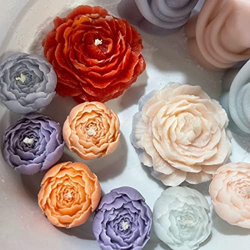 Topys 2pcs božurska cvjetna svijeća kalupi, 3D cvjetni ručno izrađeni kalup za sapun za fondant ručno izrađeni sapun losion bar vosak