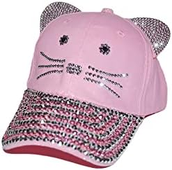 Popfizzy Cat Ear Hat Bling bejzbol šešir s ušima, mačka bejzbol kapu s mačjim ušima za djevojčice, mačiće šešir Snapback Cat Ballcap