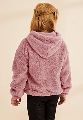 Gamisote Kids Girl's Fuzzy Hoodies Toplo labav gumb dolje pulover Sherpa jakna vrh