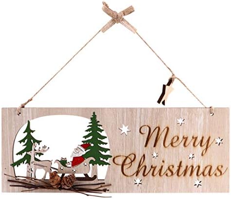 Nuobesty Sretan božićni znak drveni zid na vratima Viseći ukrasi ploča za vješalica za vrata za vrata za božićne praznike sezona dekoracija