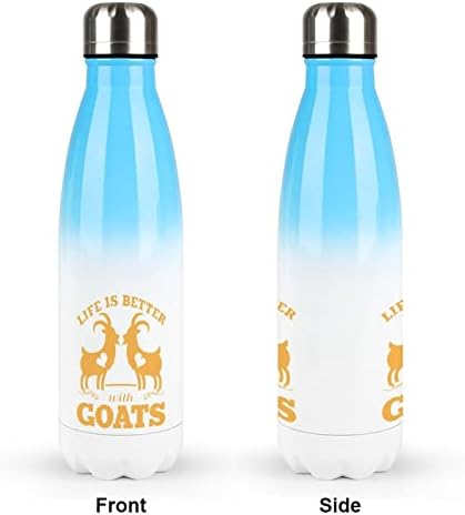 Život je bolji s kozama 17oz Sportska boca vode od nehrđajućeg čelika Vakuum izolirani oblik Cola za višekratnu upotrebu sportske tikvice