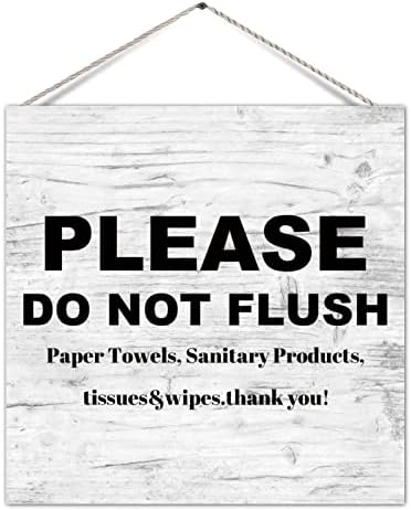 Smiješna plak za kupaonicu, molim vas nemojte isprazniti papirnate ručnike na selo za drvena vrata na vratima Zidna ploča Shabby Chic