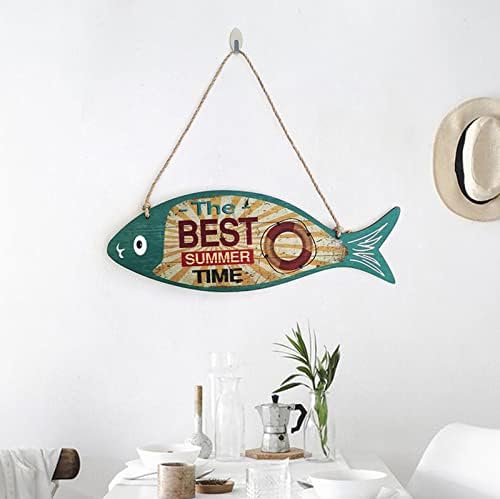 Ljetna drvena riba znak dobrodošlica nautički zidni umjetnički dekor Vise vintage ribe ukras znak dekor potpis kuće kupaonica ured