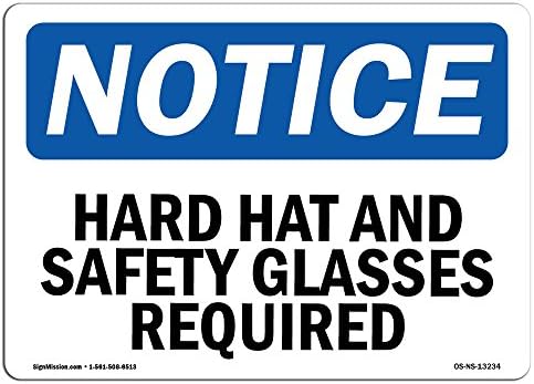 OSHA PRIJAVLJIVANJE ZNAČAJ - Tvrdi šešir i sigurnosne naočale | Aluminijski znak | Zaštitite svoje poslovanje, gradilište, područje