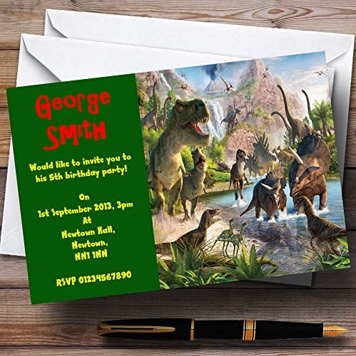 Green Dinosaur Personalizirane pozivnice za djecu