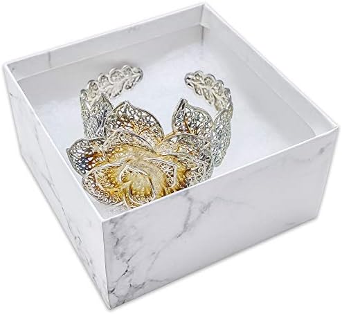 Poklon kutija za nakit od 100 pakiranja kartonskog papira s pamučnim punjenjem-Mramorno bijela