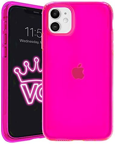 Velvet kavijar kompatibilan s iPhoneom 11 futrolom Neon Pink - Slatko prozirno zaštitni poklopac za žene, djevojke
