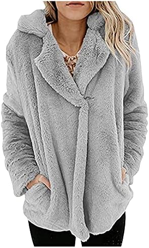 Prdecexlu dugih rukava za kućnu odjeću zimski kaput tinejdžerice elegantne super meke gumbe udobni kaputi solidna boja rever
