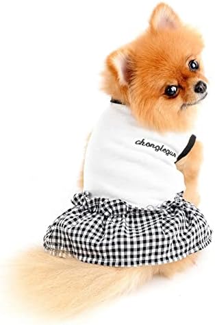 Paideful pseća haljina crno bijela karirana sunčanica za male kućne ljubimce kostim meka udobna proljetna odjeća za ljetno štene, bijela,