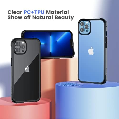 MKEKE za iPhone 13 Pro Clear Case Black, anti-žuti šok-otporni 13 Pro Black Case s odbojkom Slim Fit za iPhone 13 Pro 2021