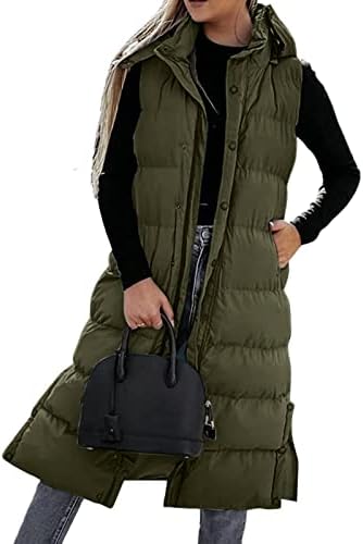 Ženski zimski kaput, ženski dugi prsluk s kapuljačom zima lagana dugačka vitka jakna s prslukom bez rukava