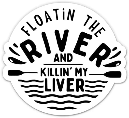 Plutajući rijekom i ubijajući naljepnice za jetru - 2 pakiranja naljepnica od 3 - vodootporni vinil za automobil, telefon, boca vode,