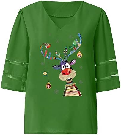 Božićne košulje za žene najbolje ružni božićni vrhovi s V-izrezom labavi gmaznik s tiskanim majicom bluze