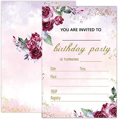 JJoinus Pozivnice za rođendan za djevojčicu, dijete, pozivnice za zabavu, 20 poziva s omotnicama