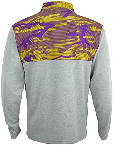 Muški pulover od flisa u 1/4 sivoj boji s patentnim zatvaračem s maskirnim linijama