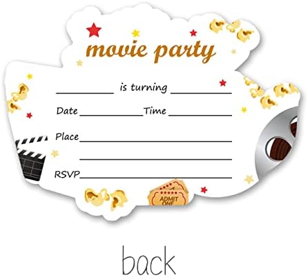 Filmska tema Pozivnice za rođendan oblikovane pozivnice za popunjavanje 15 s omotnicama za omotnice filmske pozivnice BDAY BDAY PARTY