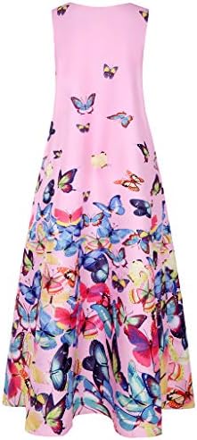 Haljine za žensku haljinu bez rukava Summer casual v-izrez cvjetni print Vintage Sundress maxi haljine boho dugačka haljina