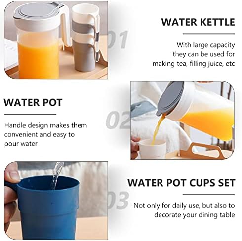 Doitool kotlić plastični vrč s poklopcem i ručicom s 4 šalice vruće hladne vode vode vrč vrč za vodu za piće čaj čaj staklo boce s