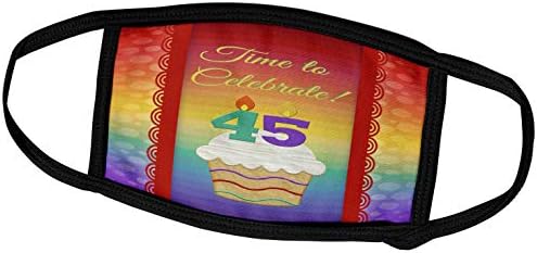 3Drose Beverly Turner rođendanski dizajn - cupcake, brojevi svijeće, vrijeme, proslavite 45 godina stare pozivnice - maske za lice