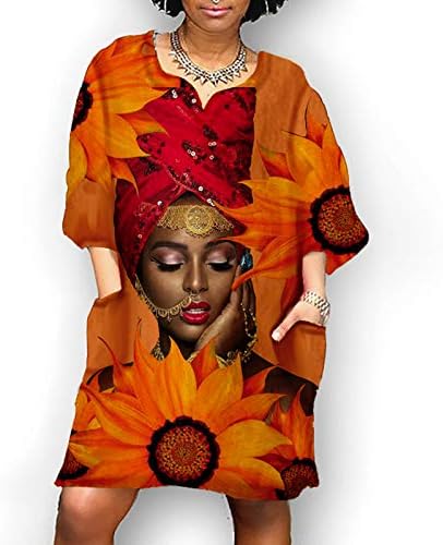Wybaxz Ljetna majica haljina za žene V vrat Bohemska print egzotična haljina za žene plus haljine za žene za žene