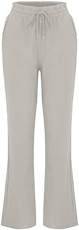 ; Ženske Ležerne hlače širokih nogavica, rastezljive lanene dnevne hlače visokog struka, široke udobne hlače s džepovima