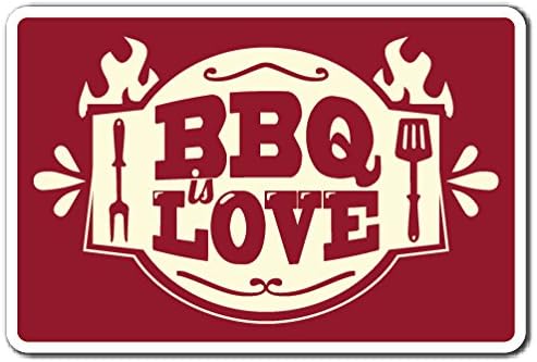 BBQ Love Sign Summer Food Party Grill roštilj Grill Chef Cook | Unutarnji/na otvorenom | 20 visoki plastični znak