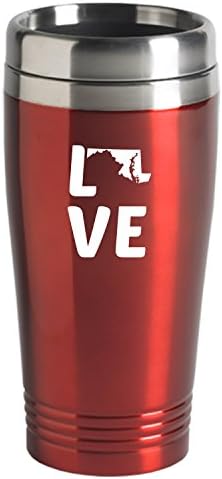 LXG, Inc. Maryland-State obris-Love-16 oz. Putnička šalica-crvena crvena
