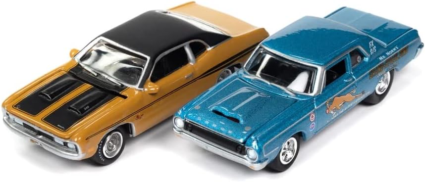 1964. 330 Blue Met & 1971 Demon GSS Butterscotch Orange w/Black Top Set od 2 automobila 1/64 Diecast Model Cars by Johnny Lightning