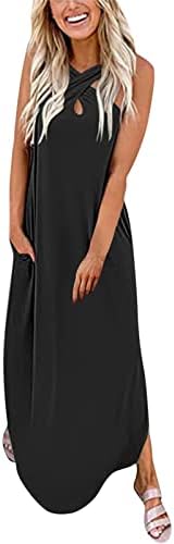 Ženska ljetna Maksi haljina s printom lubanje za Noć vještica u gotičkom stilu bez rukava s kravatom na vratu haljina s naramenicama