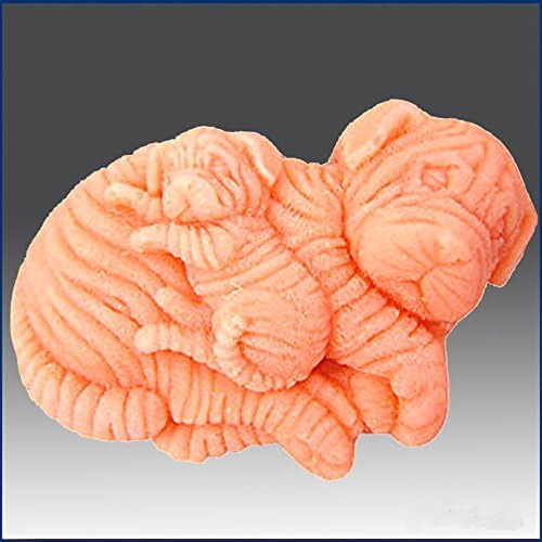 Sharpei psi - mama i štene - detalj skulpture s visokim reljefom - silikonski sapun/polimer/glina/hladni porculanski kalup