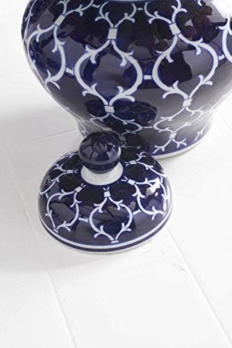 K & K Interijeri 14187A 10 -inčni poklopac s keramičkim đumbirom staklenke s plavim/bijelim dizajnom