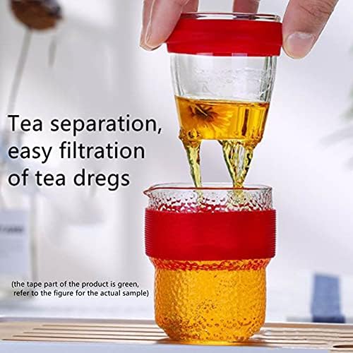 Leyin prijenosni stakleni čaj za čaj s EVA torbom, opremljen čajnik od 200 ml, čaša od 110 ml, čaša od staklene čajne čajne čajne čajne