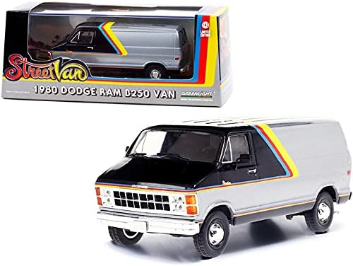 1980. Dodge Ram B250 Van Silver and Crna s prugama ulica Van 1/43 Diecast Model by Greenlight 86600