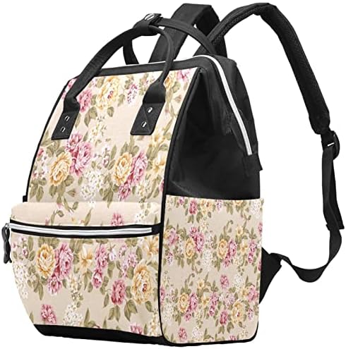 Guerotkr putovanja ruksak, ruksak vrećice pelena, ruksak pelena, ruže cvijeće lišće bešavni retro uzorak