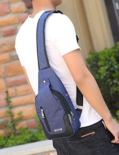 Elonglin Unisex Sling Bag višenamjenska dnevna vrećica za prstanje platna za prsa na ramenu Crossbody torba s USB punjenjem luka plava