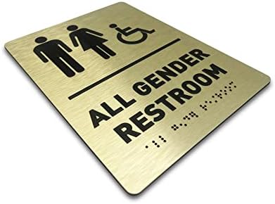 Sav znak rodnog toaleta od strane GDS -a - ADA kompatibilan, dostupni invalidskim kolicama, uzgojene ikone i Braille razreda 2 - Uključuje